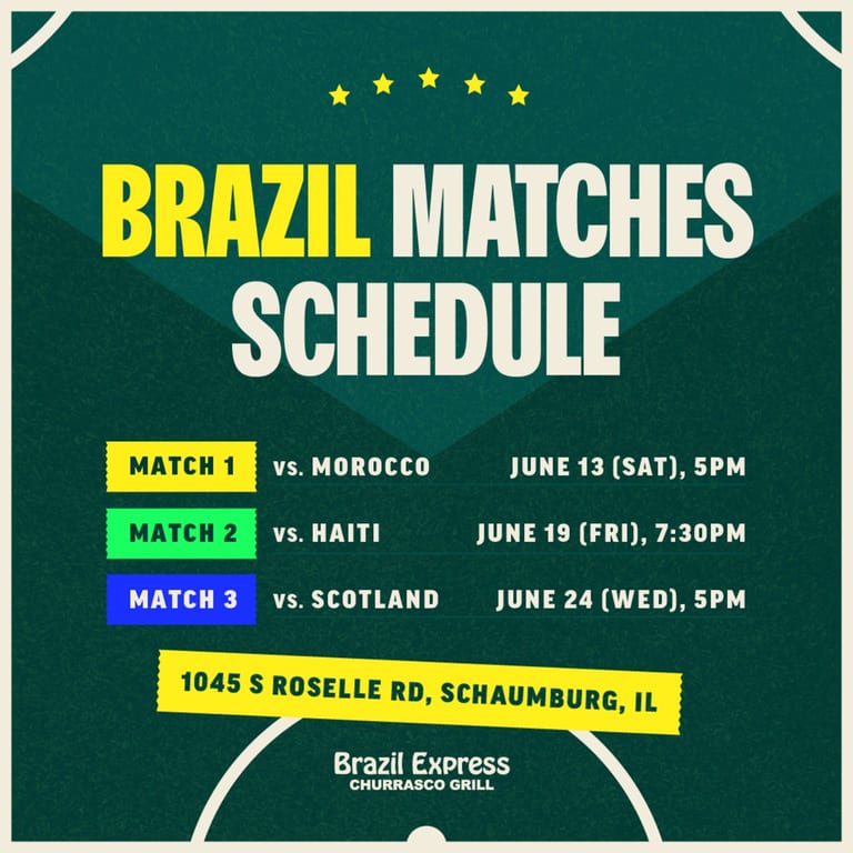 Watch Brazil games live at Brazil Express Grill!